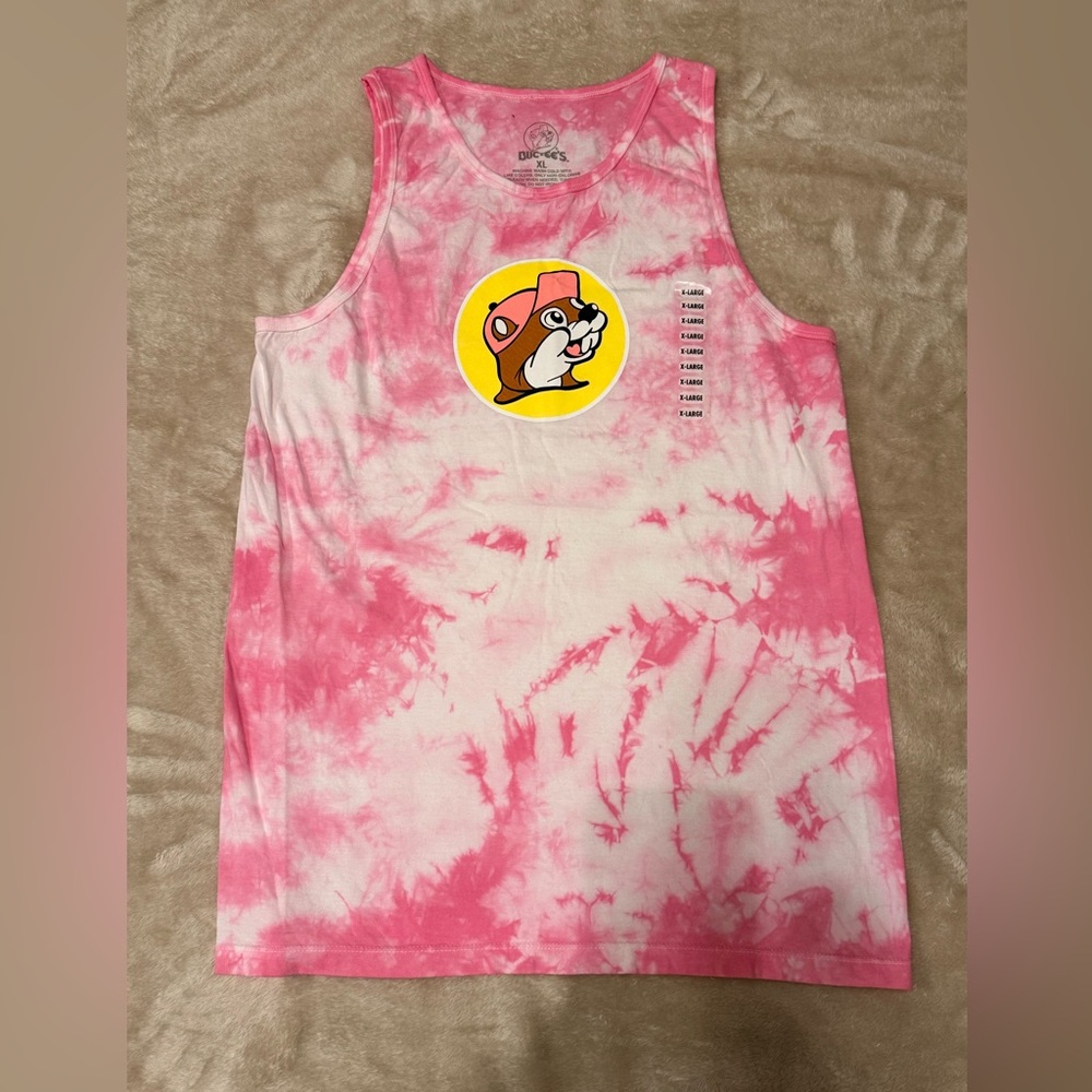 NWT Buc-ee's Pink Tie Dye Tank Top Beaver Logo Size XL‎